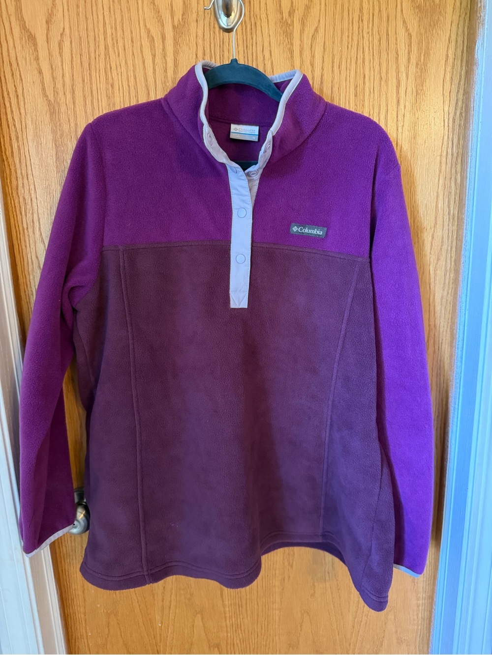 Columbia Two-Tone Purple Crew Snap Fleece Pullover
